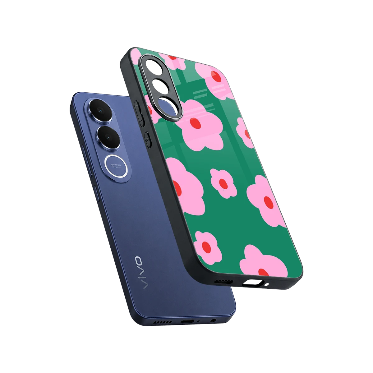 Pink Petal Parade sleek vivo v70 fe cover with tempered glass back and TPU edges
