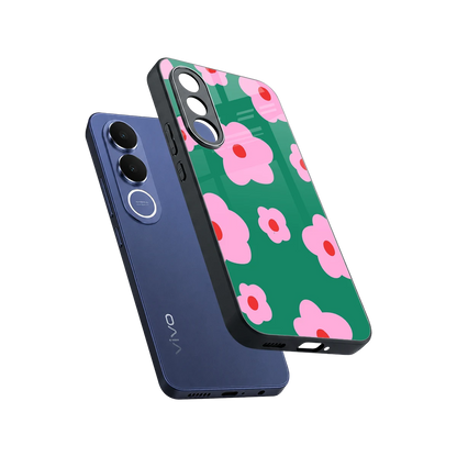 Pink Petal Parade sleek vivo v70 fe cover with tempered glass back and TPU edges
