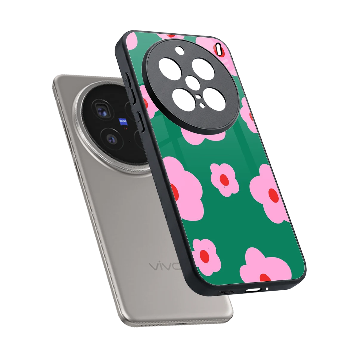 Pink Petal Parade sleek vivo x200 pro cover with tempered glass back and TPU edges