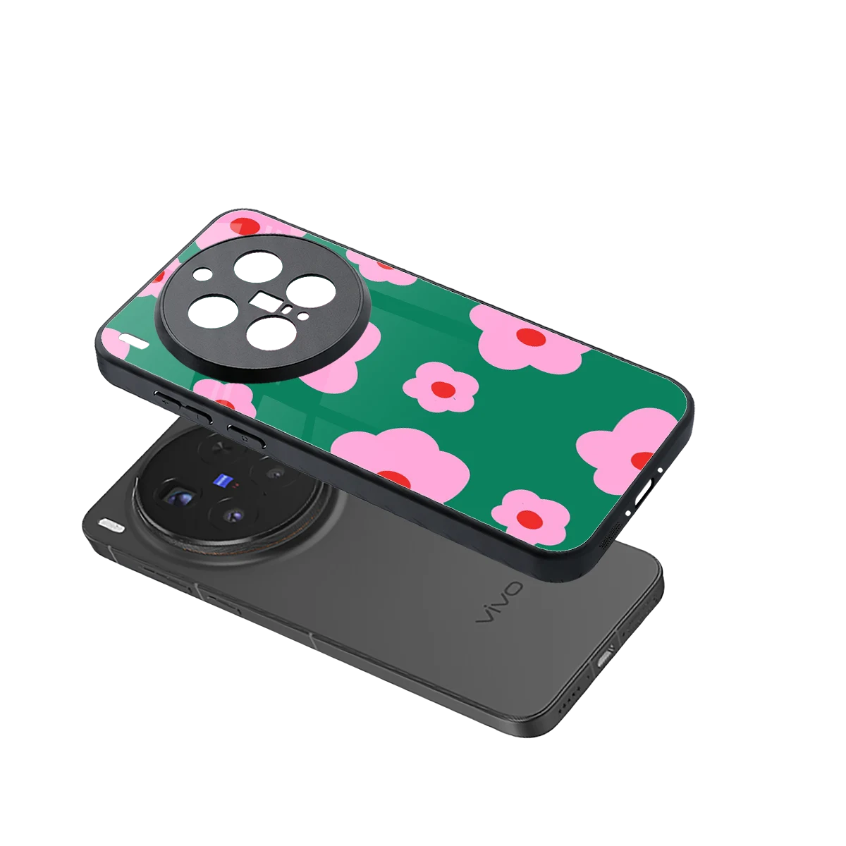 Pink Petal Parade sleek vivo x300 pro cover with tempered glass back and TPU edges