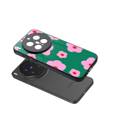 Pink Petal Parade sleek vivo x300 pro cover with tempered glass back and TPU edges