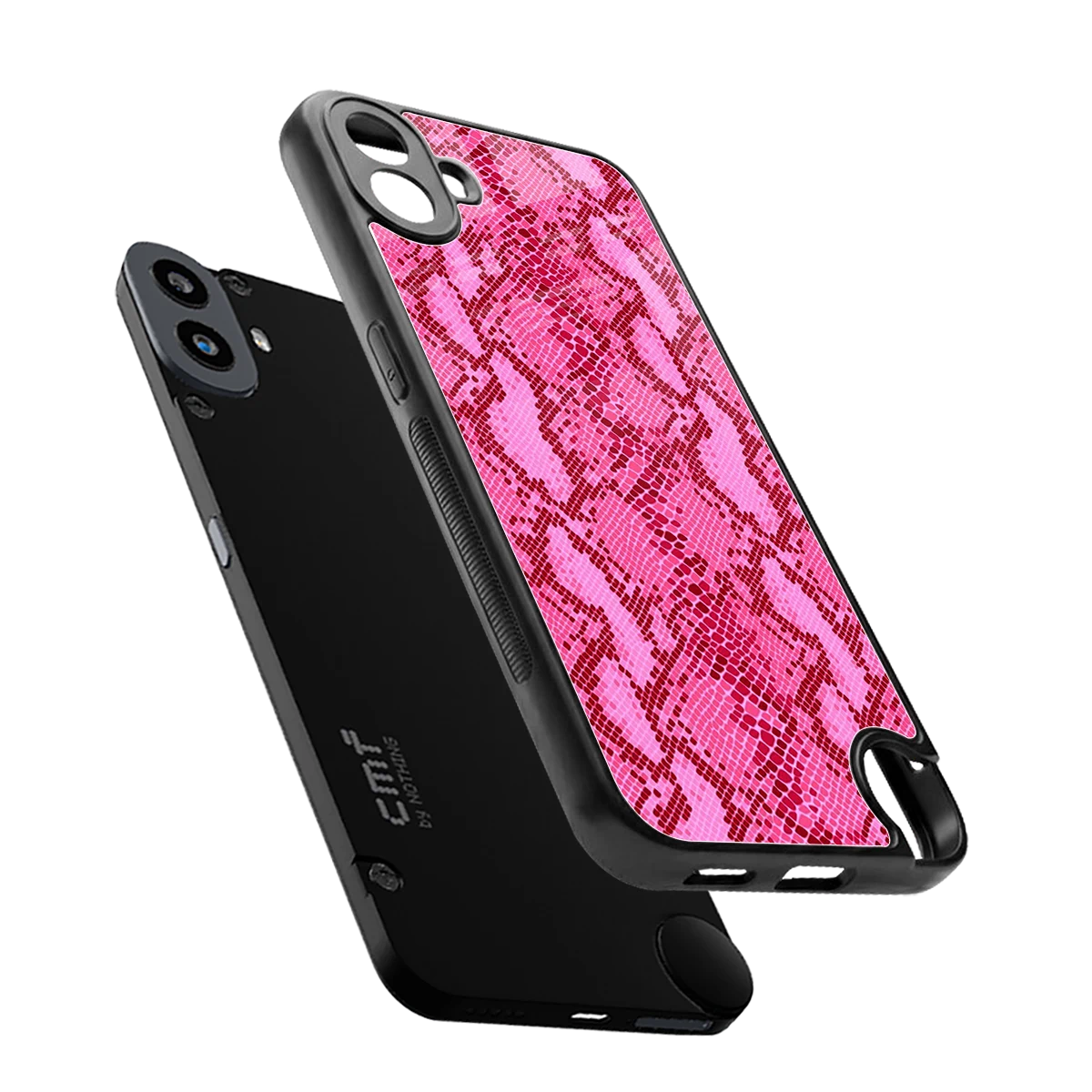 Pink Serpent sleek cmf nothing phone 1 cover with tempered glass back and TPU edges