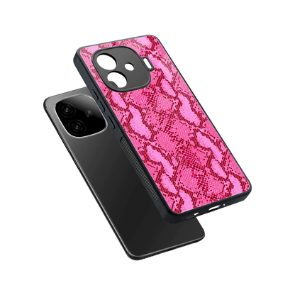 Pink Serpent sleek iqoo neo 10r 5g cover with tempered glass back and TPU edges