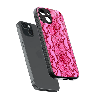 Pink Serpent sleek iphone 14 cover with tempered glass back and TPU edges