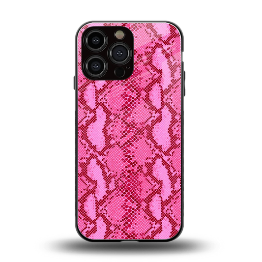 Pink Serpent back phone cover | glass case for iphone 16 pro max