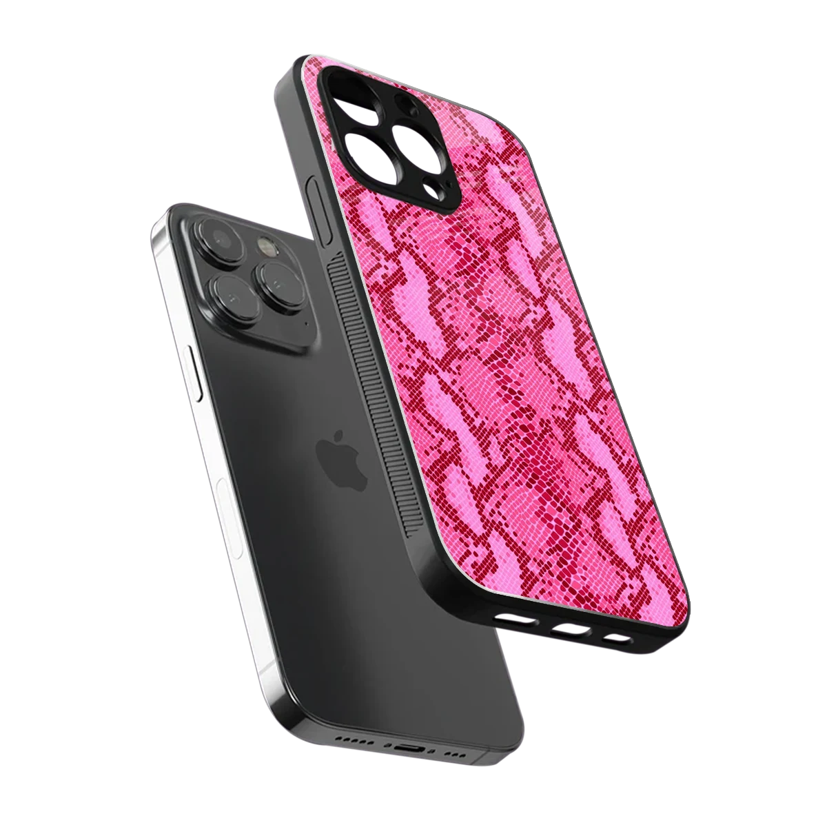 Pink Serpent sleek iphone 16 pro max cover with tempered glass back and TPU edges