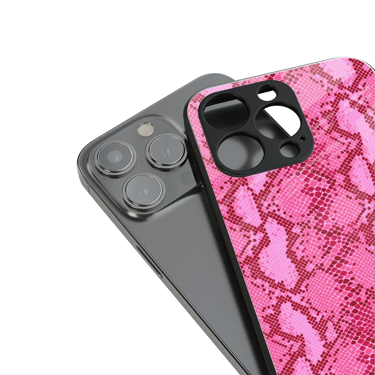 Pink Serpent stylish phone case for iphone 15 pro | glossy glass and slim fit