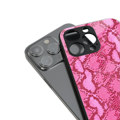 Pink Serpent stylish phone case for iphone 15 pro | glossy glass and slim fit