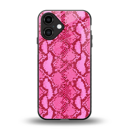 Pink Serpent back phone cover | glass case for iphone 16