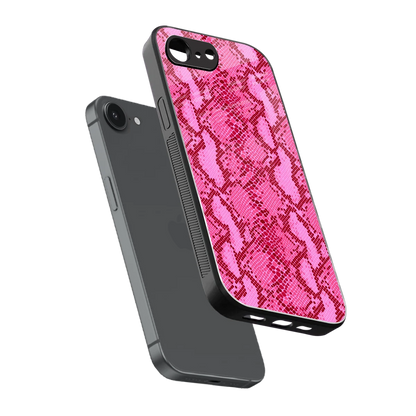 Pink Serpent sleek iphone 16e cover with tempered glass back and TPU edges
