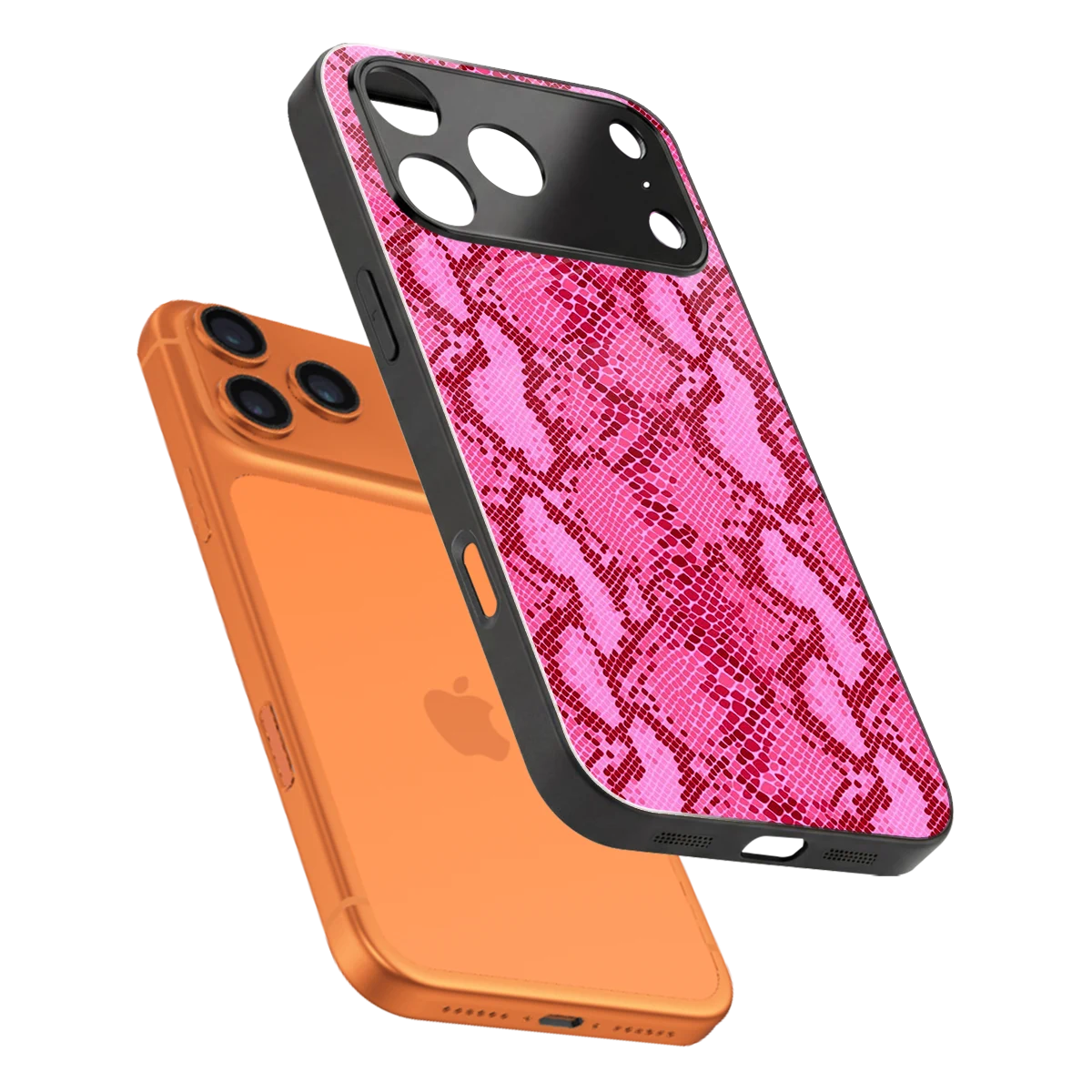 Pink Serpent sleek iphone 17 pro cover with tempered glass back and TPU edges