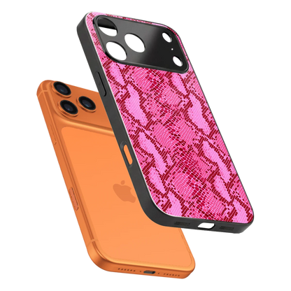 Pink Serpent sleek iphone 17 pro cover with tempered glass back and TPU edges