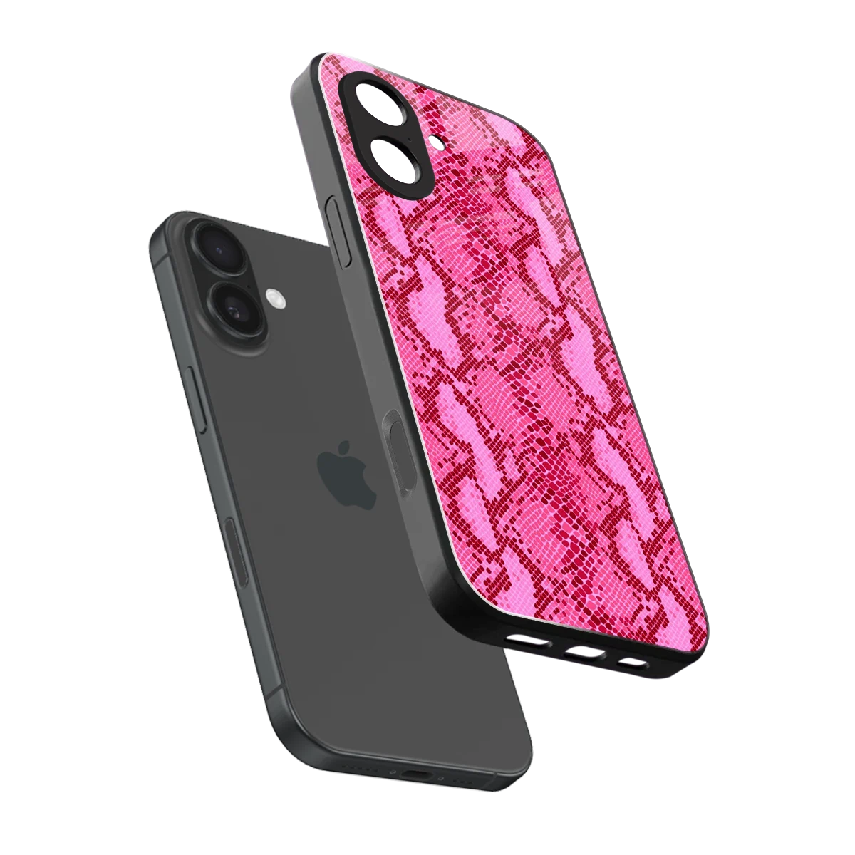 Pink Serpent sleek iphone 17 cover with tempered glass back and TPU edges