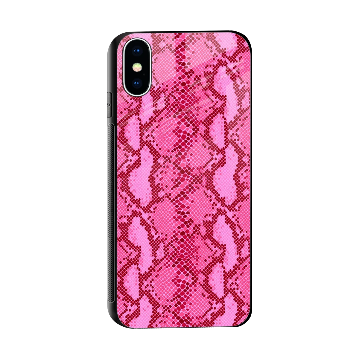 Pink Serpent sleek iphone x cover with tempered glass back and TPU edges