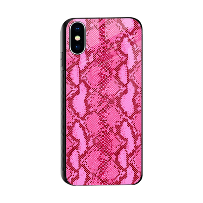 Pink Serpent sleek iphone x cover with tempered glass back and TPU edges