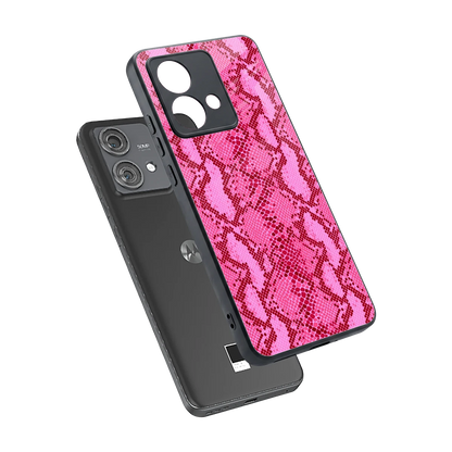 Pink Serpent sleek motorola edge 40 neo 5g cover with tempered glass back and TPU edges