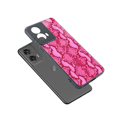 Pink Serpent sleek motorola edge 50 fusion cover with tempered glass back and TPU edges