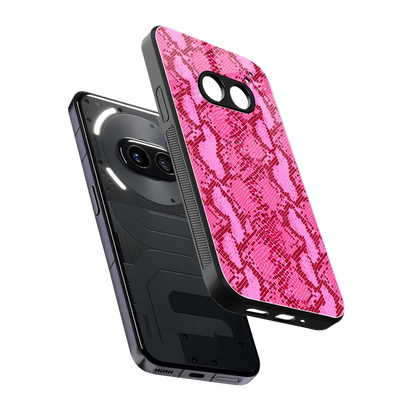 Pink Serpent sleek nothing phone 2a plus cover with tempered glass back and TPU edges
