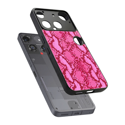 Pink Serpent sleek nothing phone 3 cover with tempered glass back and TPU edges