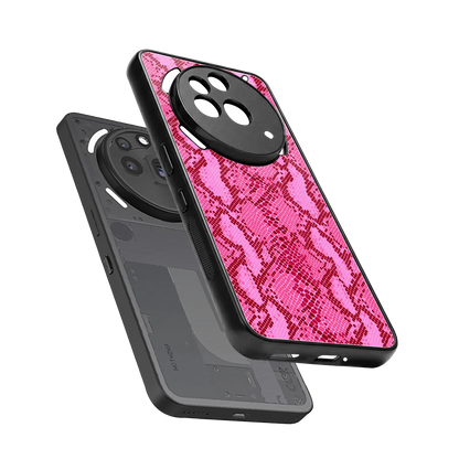 Pink Serpent sleek nothing phone 3a pro cover with tempered glass back and TPU edges