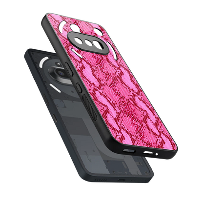 Pink Serpent sleek nothing phone 3a cover with tempered glass back and TPU edges