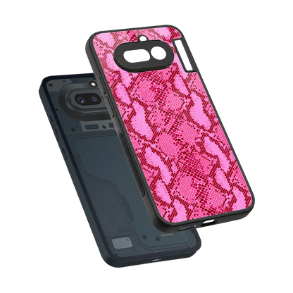 Pink Serpent sleek nothing phone 4a cover with tempered glass back and TPU edges