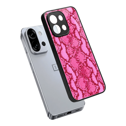 Pink Serpent sleek oneplus 13s cover with tempered glass back and TPU edges