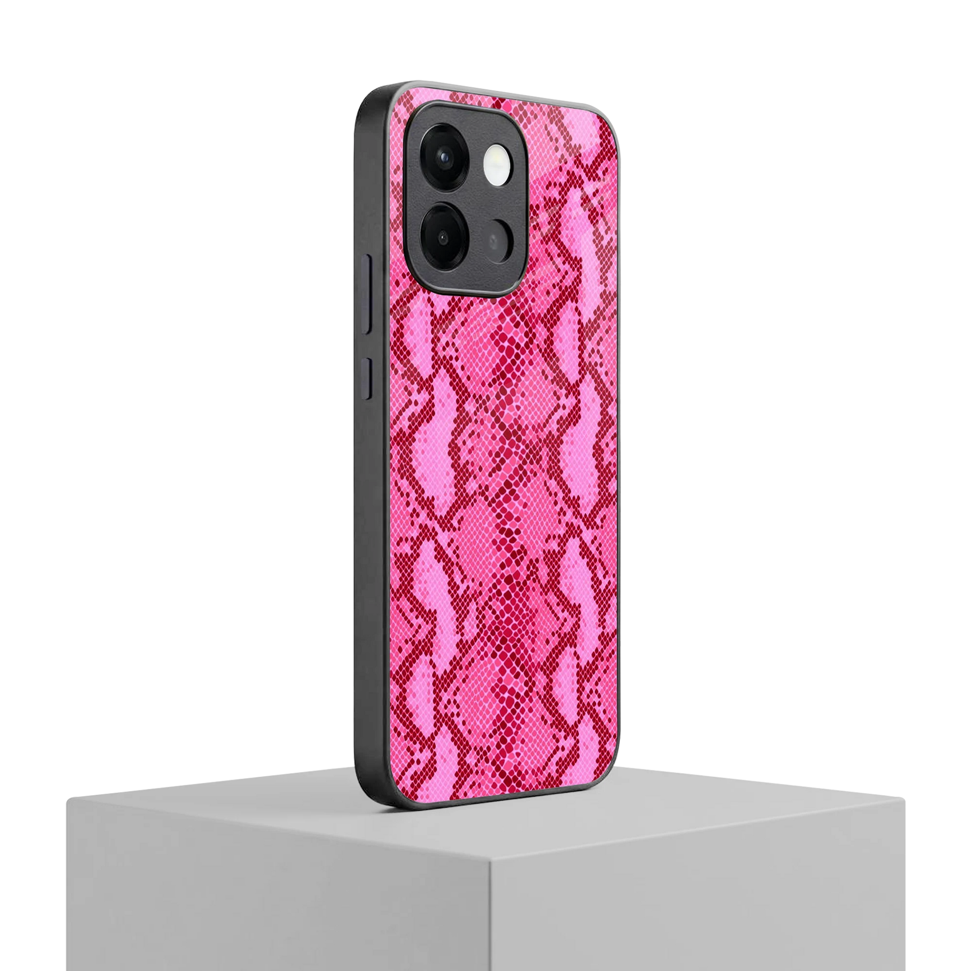 Pink Serpent oneplus 13s mobile cover | shockproof glass phone case