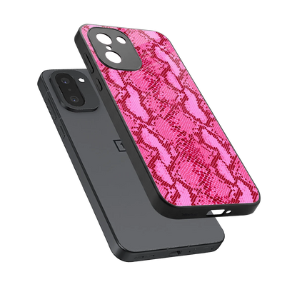 Pink Serpent sleek oneplus 15r cover with tempered glass back and TPU edges