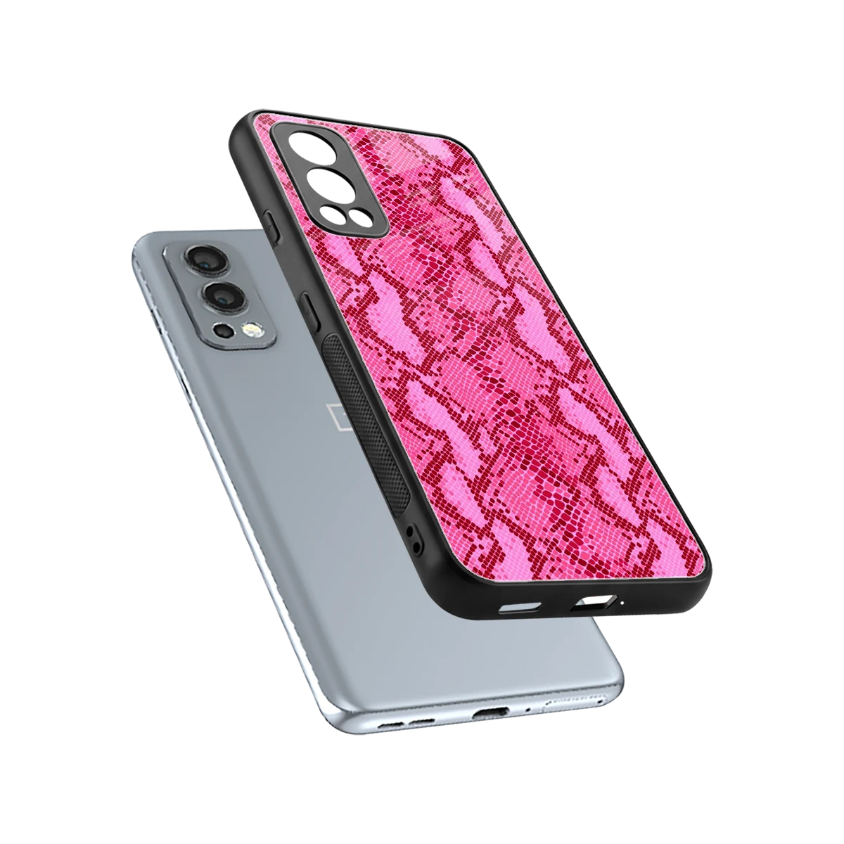 Pink Serpent sleek oneplus nord 2 cover with tempered glass back and TPU edges
