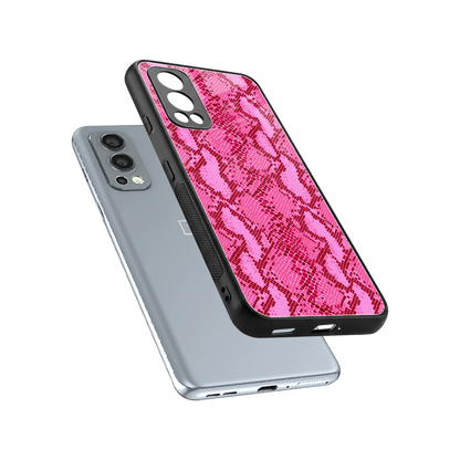 Pink Serpent sleek oneplus nord 2 cover with tempered glass back and TPU edges