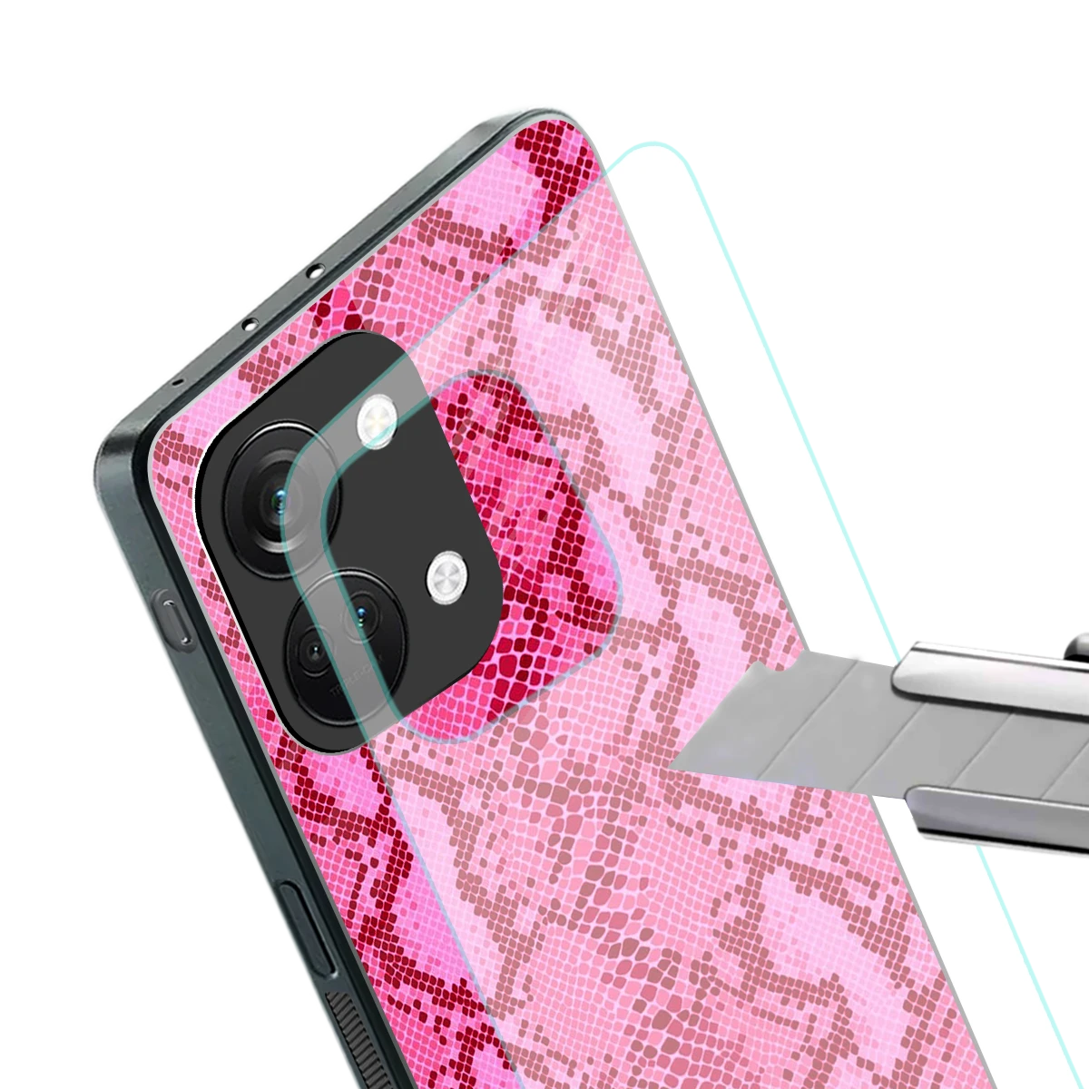 Pink Serpent stylish phone case for oneplus nord 3 | glossy glass and slim fit