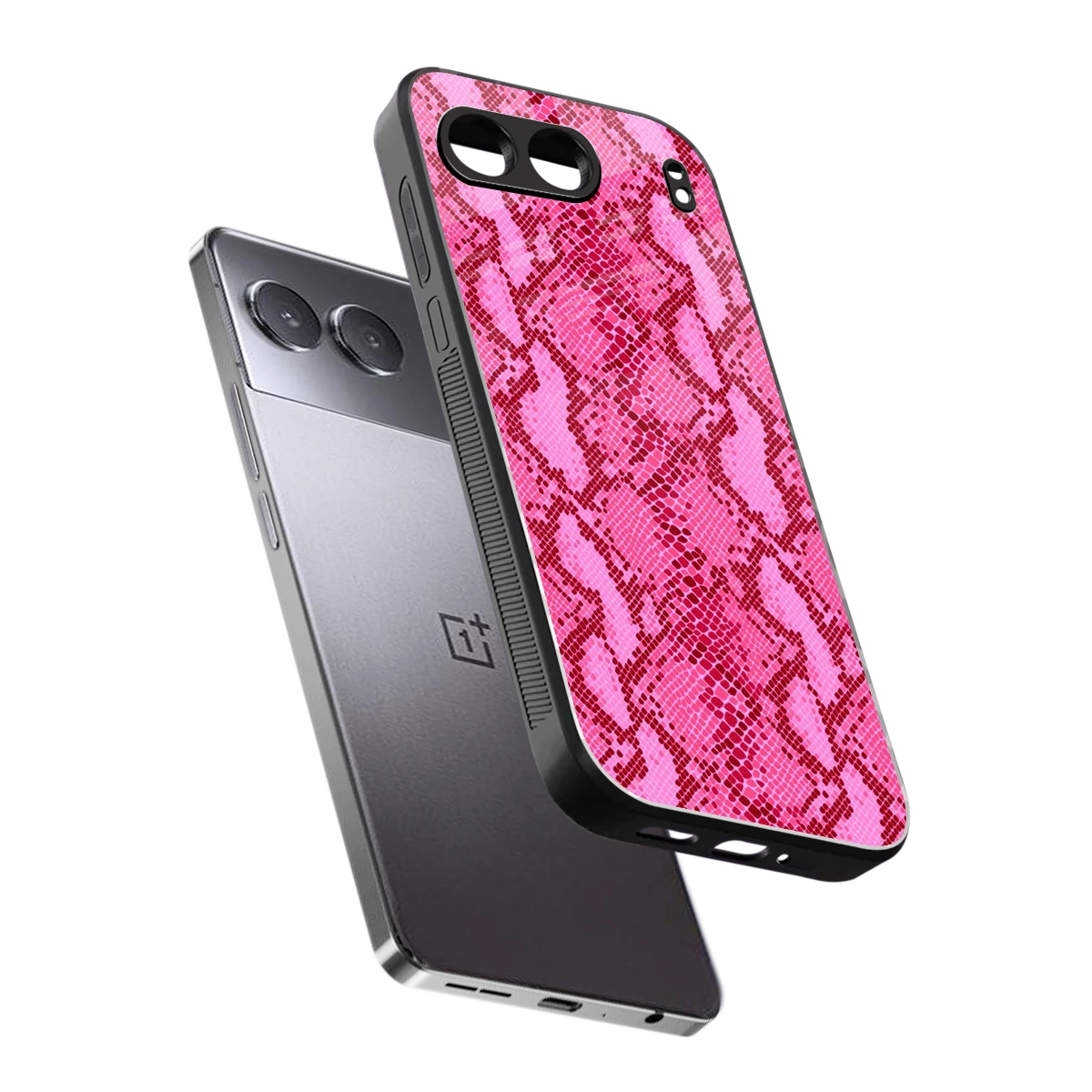 Pink Serpent sleek oneplus nord 4 cover with tempered glass back and TPU edges