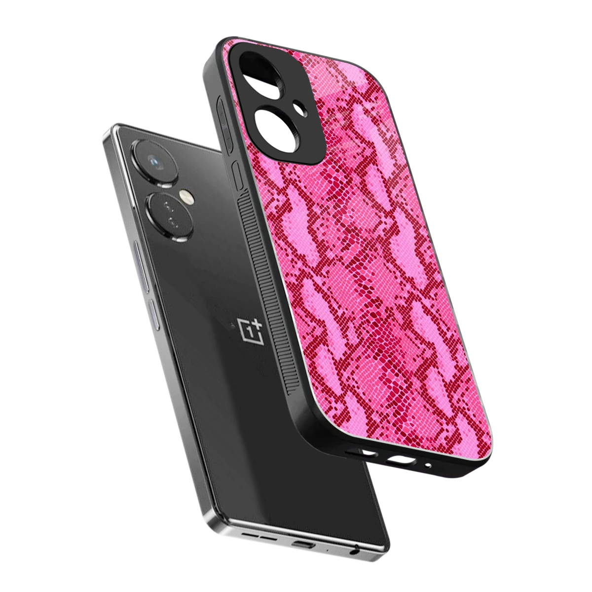 Pink Serpent sleek oneplus nord ce 3 cover with tempered glass back and TPU edges