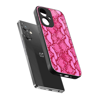 Pink Serpent sleek oneplus nord ce 3 cover with tempered glass back and TPU edges