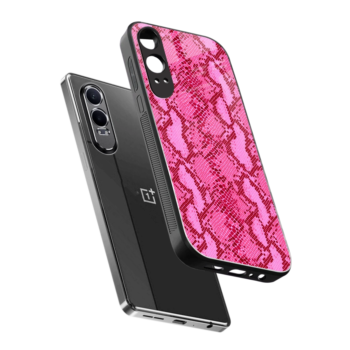 Pink Serpent sleek oneplus nord ce 4 lite cover with tempered glass back and TPU edges