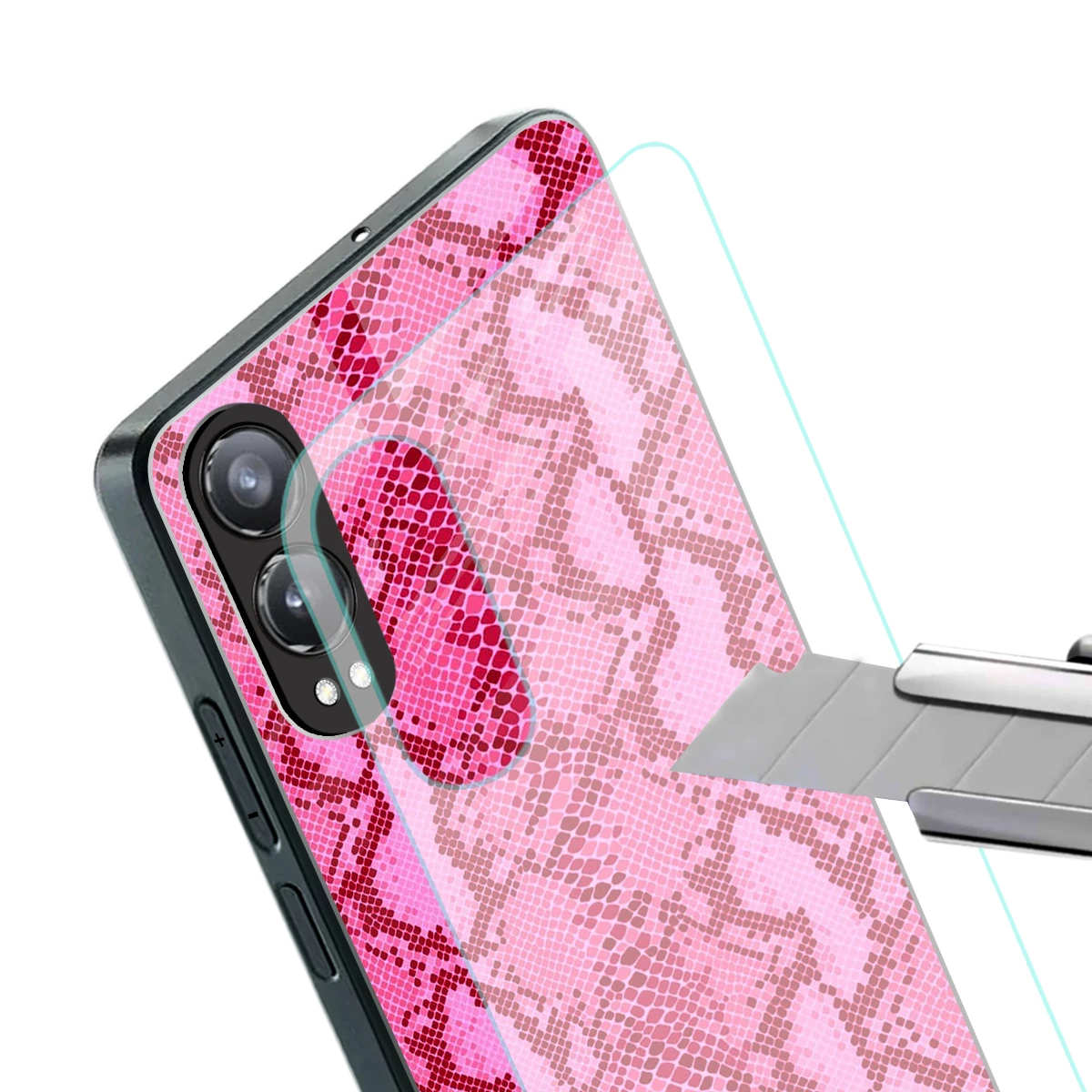 Pink Serpent stylish phone case for oneplus nord ce 4 lite | glossy glass and slim fit