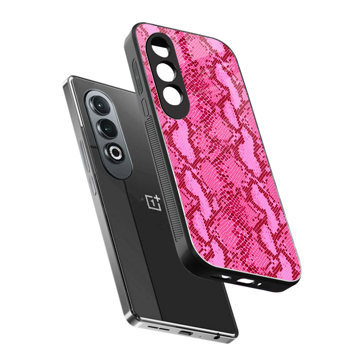 Pink Serpent sleek oneplus nord ce 4 cover with tempered glass back and TPU edges
