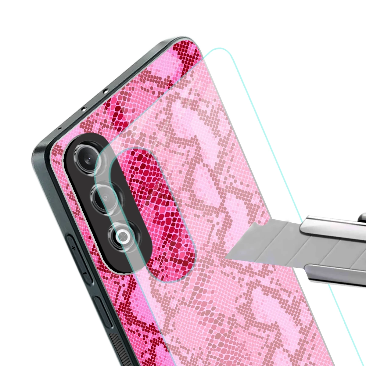 Pink Serpent stylish phone case for oneplus nord ce 4 | glossy glass and slim fit