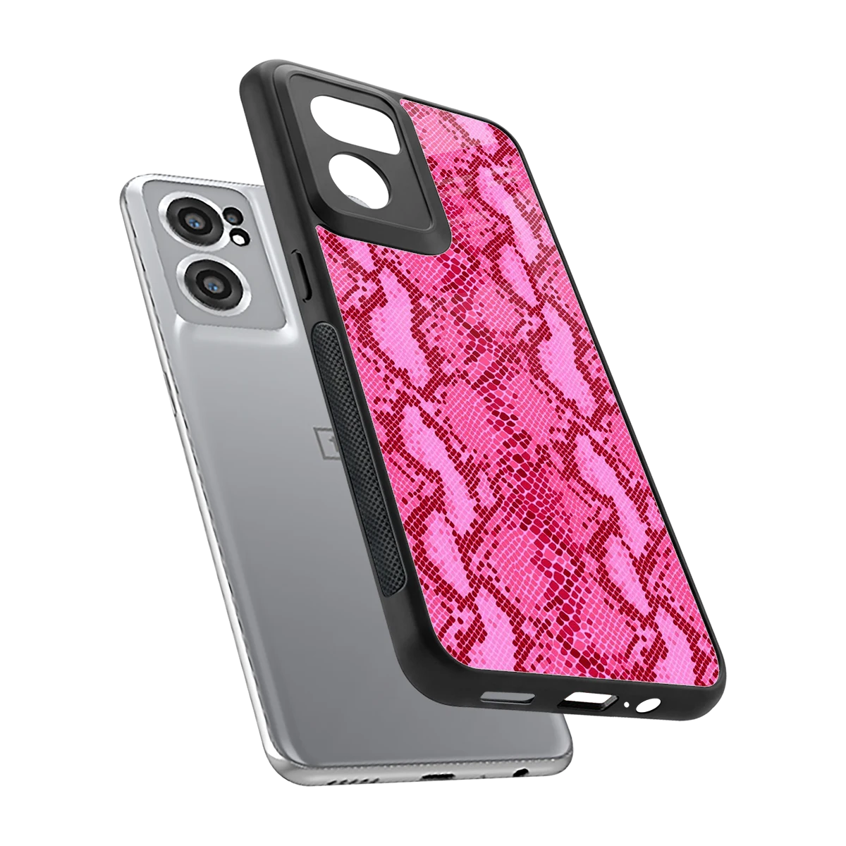 Pink Serpent sleek oneplus nord ce 2 cover with tempered glass back and TPU edges