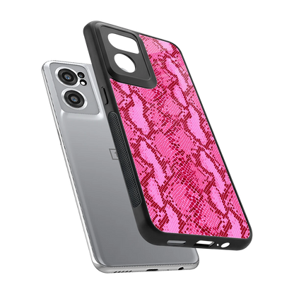 Pink Serpent sleek oneplus nord ce 2 cover with tempered glass back and TPU edges
