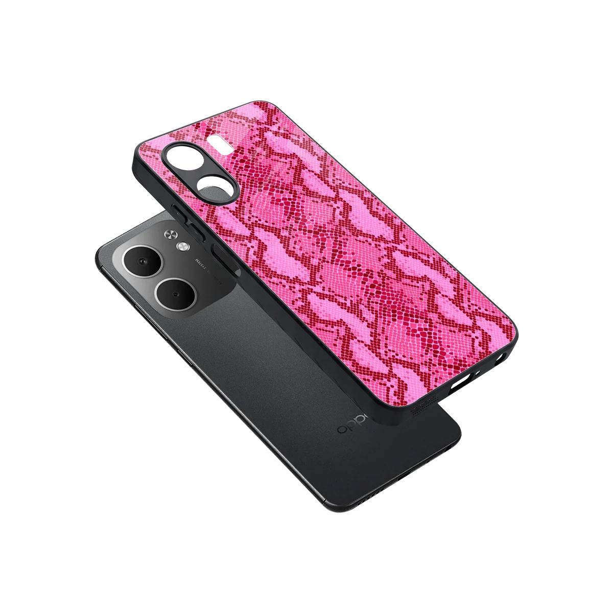 Pink Serpent sleek oppo a5x 5g cover with tempered glass back and TPU edges