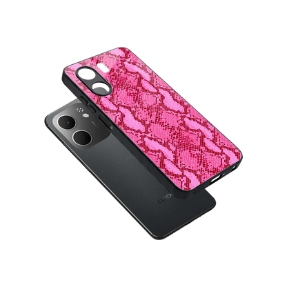 Pink Serpent sleek oppo a5x 5g cover with tempered glass back and TPU edges