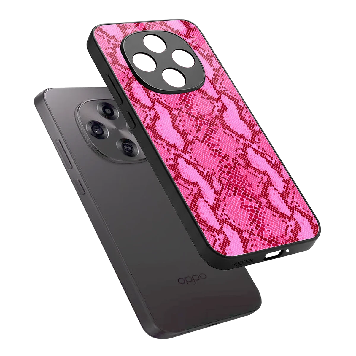 Pink Serpent sleek oppo f31 pro 5g cover with tempered glass back and TPU edges