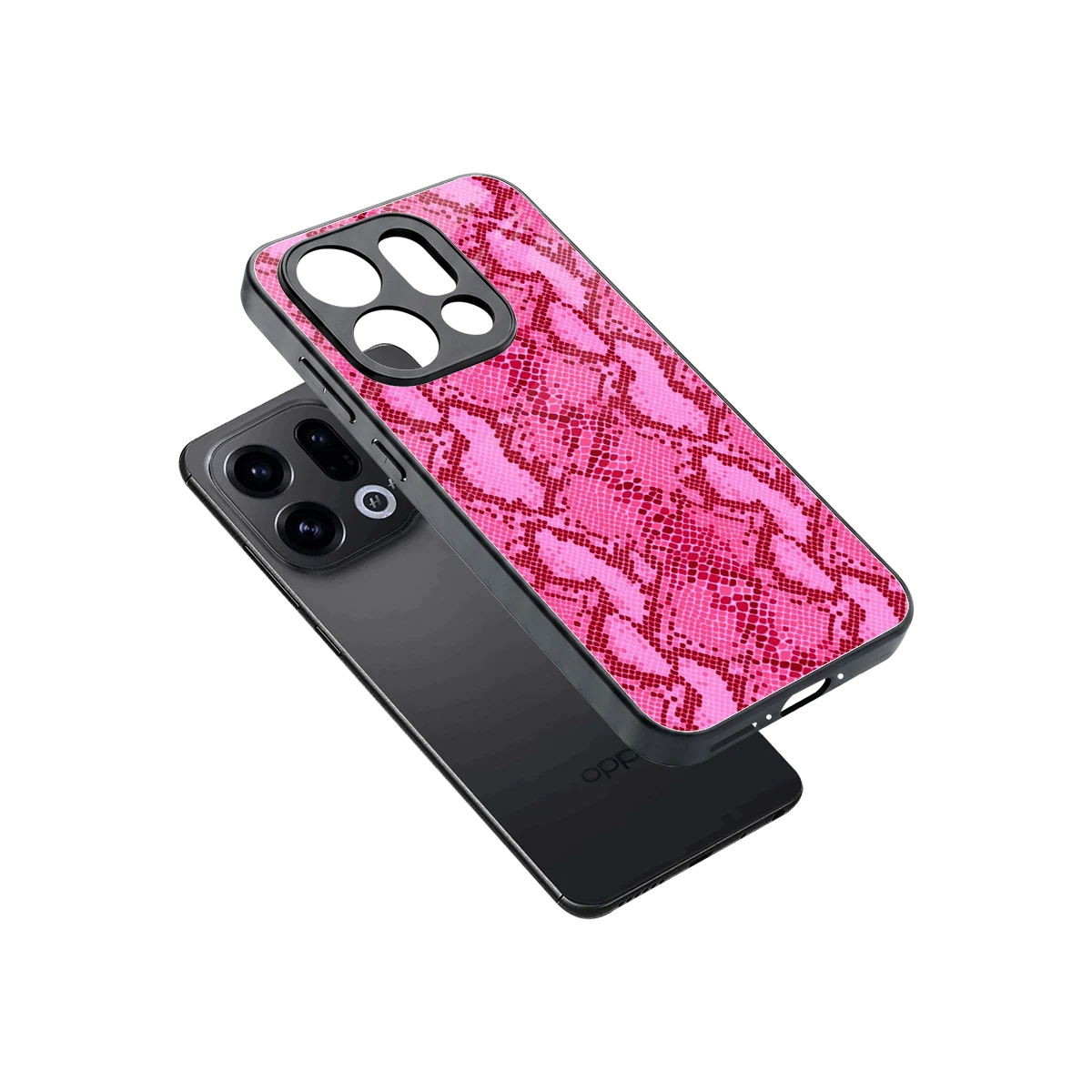 Pink Serpent sleek oppo find x9 cover with tempered glass back and TPU edges
