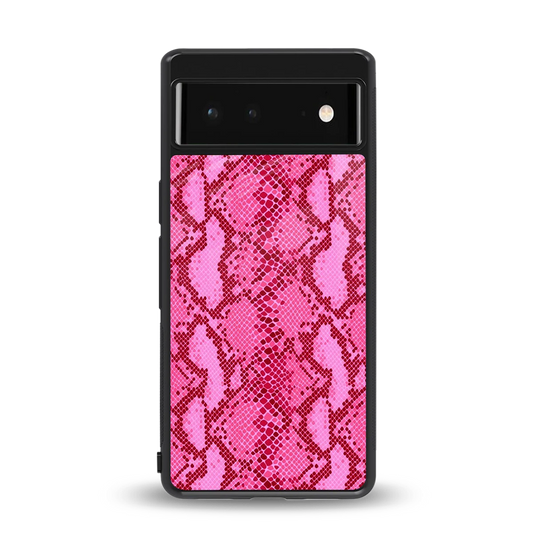 Pink Serpent back phone cover | glass case for google pixel 6