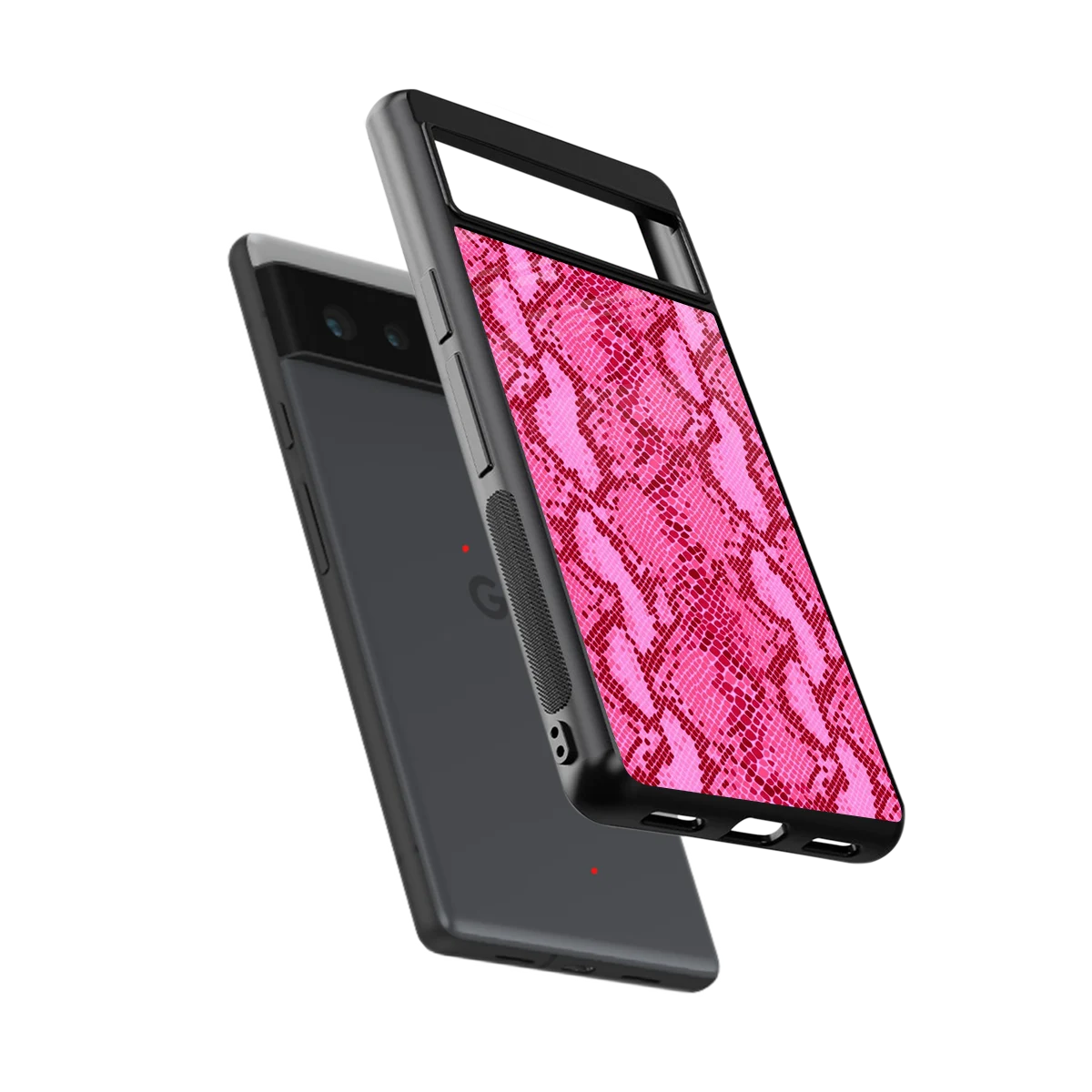 Pink Serpent sleek google pixel 6 cover with tempered glass back and TPU edges