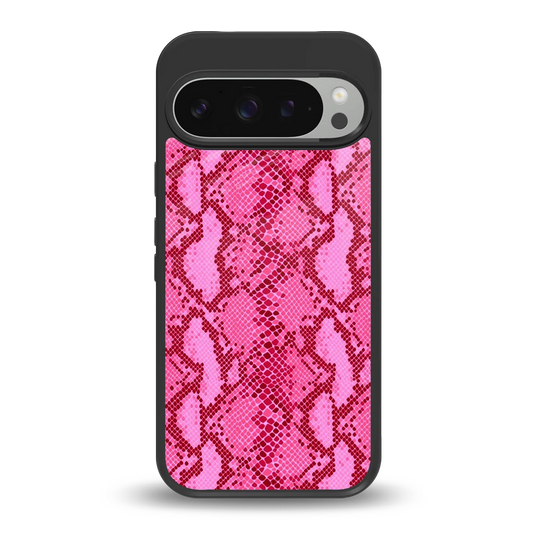 Pink Serpent back phone cover | glass case for google pixel 9 pro