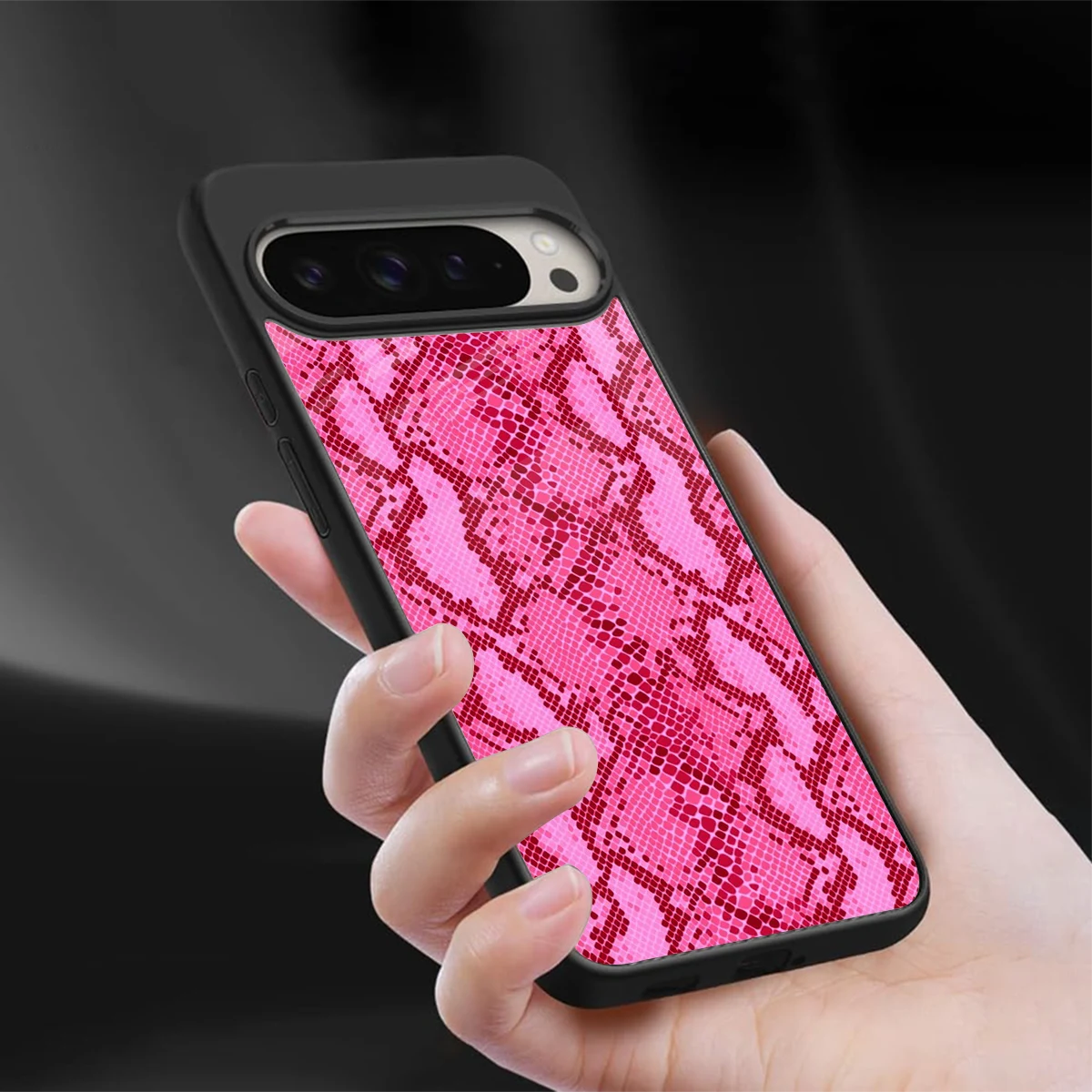 Pink Serpent sleek google pixel 9 pro cover with tempered glass back and TPU edges