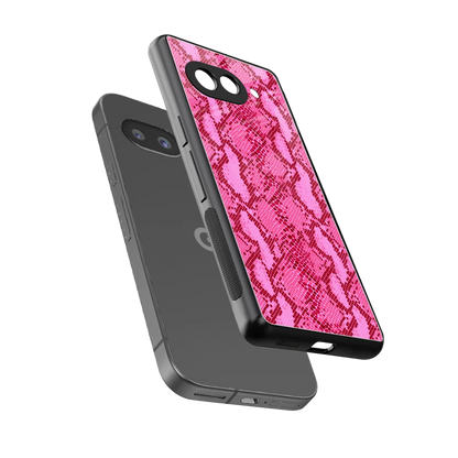 Pink Serpent sleek google pixel 10a cover with tempered glass back and TPU edges